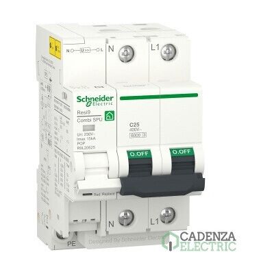Limitador IGA de sobretensiones transitorias y permanentes, Resi9 Combi; 1P+N; 25 A ref. R9L20625 Schneider Electric Limitador IGA de sobretensiones transitorias y permanentes, Resi9 Combi; 1P+N; 25 A ref. R9L20625 Schneider Electric