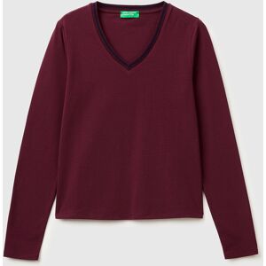 United Colors of Benetton Benetton, Camiseta Ajustada Con Cuello En V, Burdeos, Mujer Burgundy (XL) United Colors of Benetton Benetton, Camiseta Ajustada Con Cuello En V, Burdeos, Mujer Burgundy (XL)
