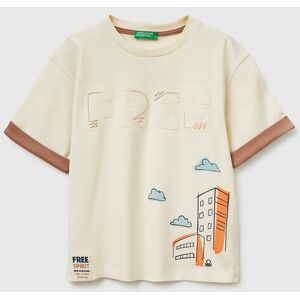 United Colors of Benetton Benetton, Camiseta De Algodón Orgánico Con Estampado, Blanco Crema, Niños Creamy White (12-18) United Colors of Benetton Benetton, Camiseta De Algodón Orgánico Con Estampado, Blanco Crema, Niños Creamy White (12-18)