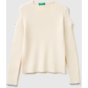 United Colors of Benetton Benetton, Suéter Con Corte, Blanco Crema, Niños Creamy White United Colors of Benetton Benetton, Suéter Con Corte, Blanco Crema, Niños Creamy White