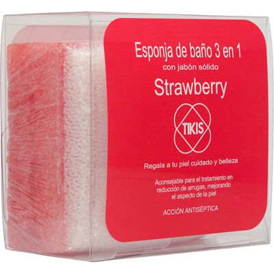 Tikis Esponja Cuadrada Con Jabón Fresa 100 gr Tikis Esponja Cuadrada Con Jabón Fresa 100 gr