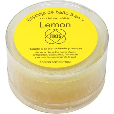 Tikis Esponja Redonda Con Jabón Limón 100 gr Tikis Esponja Redonda Con Jabón Limón 100 gr