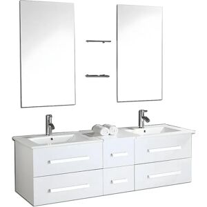Mueble de baño blanco ELITESHOPPING 150 cm con lavabos Mueble de baño blanco ELITESHOPPING 150 cm con lavabos