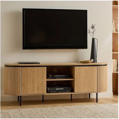 Calicosy Mueble de TV con 2 puertas y laterales con efecto ranurado L150 cm - MALAGA Calicosy Mueble de TV con 2 puertas y laterales con efecto ranurado L150 cm - MALAGA
