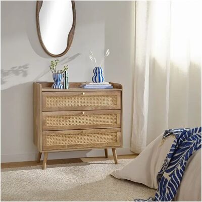 CALICOSY PALMO Cómoda de 3 cajones de ratán natural - Muebles CALICOSY PALMO Cómoda de 3 cajones de ratán natural - Muebles