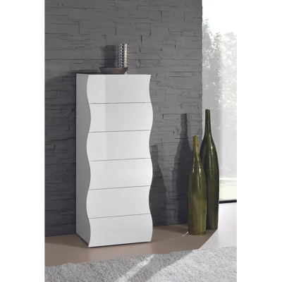 Web furniture Cómoda diseño dormitorio 6 cajones blanco brillante Onda Septet Web furniture Cómoda diseño dormitorio 6 cajones blanco brillante Onda Septet