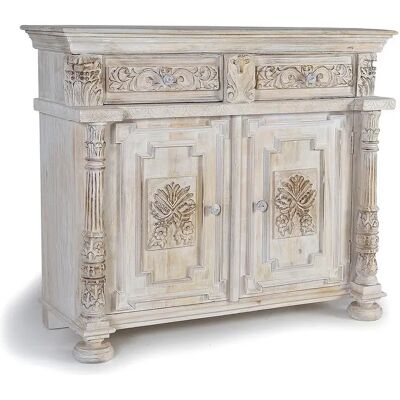 Giner y Colomer Credenza - Madera de Mango - 2 Puertas y Cajones - 100x45x120cm Giner y Colomer Credenza - Madera de Mango - 2 Puertas y Cajones - 100x45x120cm