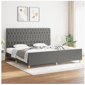 vidaxl Estructura de cama con cabecero tela gris oscuro 200x200 cm