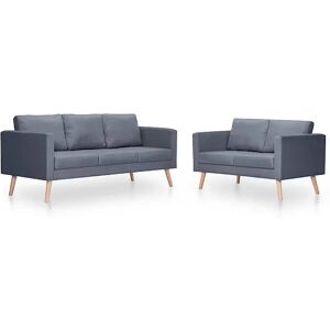 vidaxl Set de sofás de 2 y 3 plazas de tela gris oscuro vidaxl Set de sofás de 2 y 3 plazas de tela gris oscuro