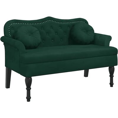 vidaxl Banco con cojines Terciopelo Verde Oscuro 120,5x65x75 cm vidaxl Banco con cojines Terciopelo Verde Oscuro 120,5x65x75 cm