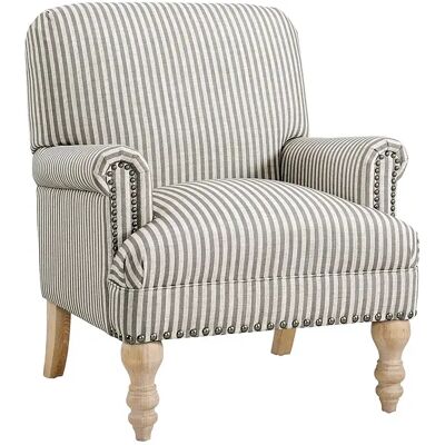 Dorel Home Silla decorativa en lino beige a rayas Dorel Home Silla decorativa en lino beige a rayas