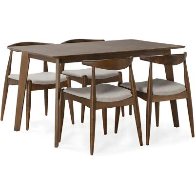 VS Venta-stock Juego de mesa 140x80 cm y 4 sillas de comedor Corzo color Nogal VS Venta-stock Juego de mesa 140x80 cm y 4 sillas de comedor Corzo color Nogal