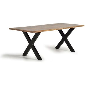 Mesa comedor en madera acacia natural y patas de metal negro Marrón.Giner y Colomer 78x100x240