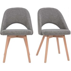 Miliboo Set de 2 sillas nórdicas de tela efecto aterciopelado texturizado gris con patas de haya maciza COSETTE