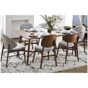Miliboo Set de 2 sillas nórdicas de madera oscura y tejido gris FAUVETTE