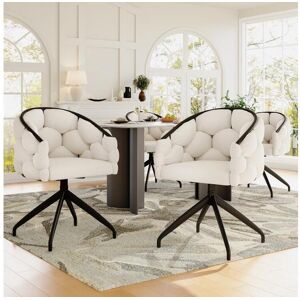 Merax Juego de 4 sillas de comedor giratorias - 61 x 59 x 77,5 cm - Patas de terciopelo y hierro - Beige + negro