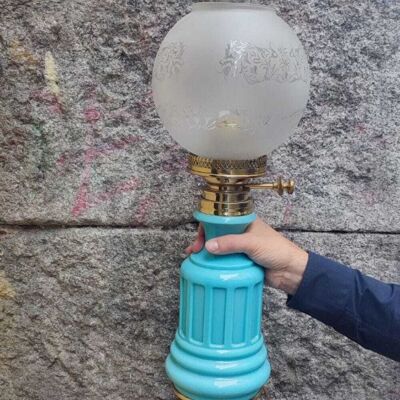 Lámpara Años 50 Azul Cerámica restaurada Lámpara Años 50 Azul Cerámica restaurada