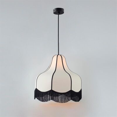 Lámpara de Techo Liv D50 Beige Tejido con Flecos Negros Lámpara de Techo Liv D50 Beige Tejido con Flecos Negros