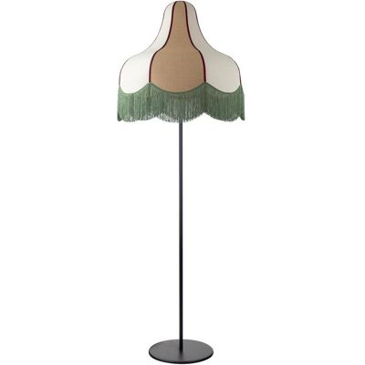 Lámpara Pie de Salón LIV Beige Yute con Flecos Verdes Lámpara Pie de Salón LIV Beige Yute con Flecos Verdes