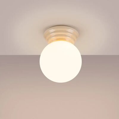 Lámpara de techo de cerámica Zori con IP44 Beige Lámpara de techo de cerámica Zori con IP44 Beige