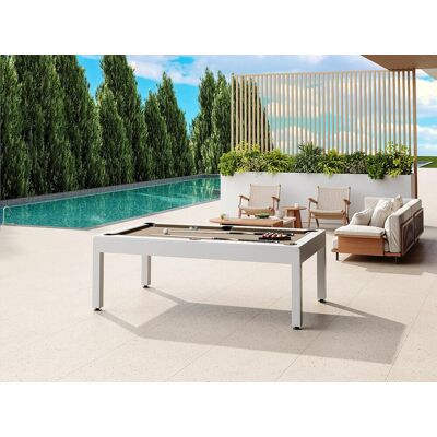 Unique Mesa de billar exterior blanco y topo con cubierta - L213,4 x P121,1 x 79,7 cm - STAZIO Unique Mesa de billar exterior blanco y topo con cubierta - L213,4 x P121,1 x 79,7 cm - STAZIO