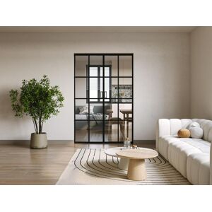 Unique Puerta corredera doble de aluminio y vidrio templado - 2 x Alt. 205 x L63 cm - WILDEN II Unique Puerta corredera doble de aluminio y vidrio templado - 2 x Alt. 205 x L63 cm - WILDEN II
