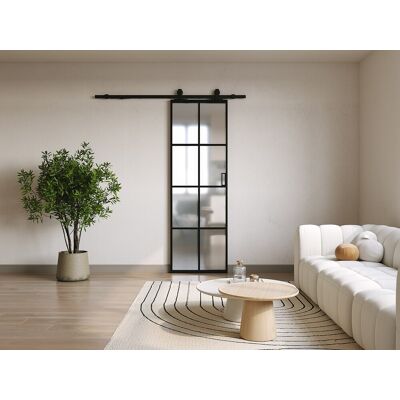 Unique Puerta corredera aplicada - aluminio y cristal templado esmerilado - Alt. 205 x Ancho 83 cm - WILDEN II Unique Puerta corredera aplicada - aluminio y cristal templado esmerilado - Alt. 205 x Ancho 83 cm - WILDEN II