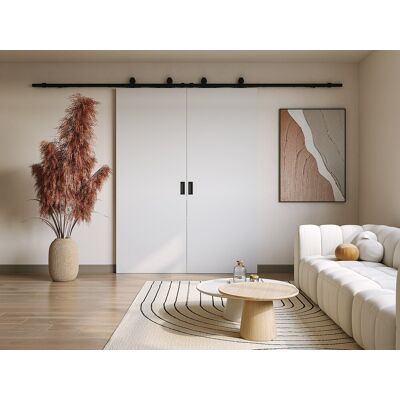 Unique Puerta corredera doble vista - 2 x Alt. 205 x L73 cm - MDF + PVC blanco - VARIN II Unique Puerta corredera doble vista - 2 x Alt. 205 x L73 cm - MDF + PVC blanco - VARIN II