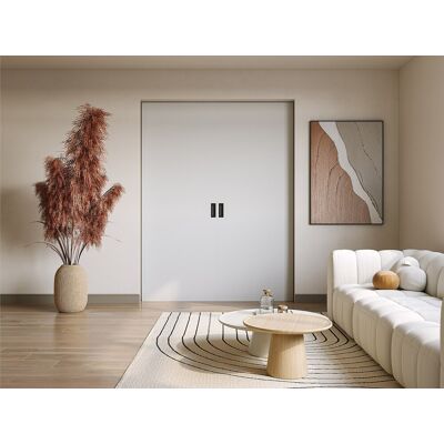 Unique Puerta corredera doble empotrable - 2 x Alt. 205 x L73 cm - MDF + PVC blanco - VARIN II Unique Puerta corredera doble empotrable - 2 x Alt. 205 x L73 cm - MDF + PVC blanco - VARIN II
