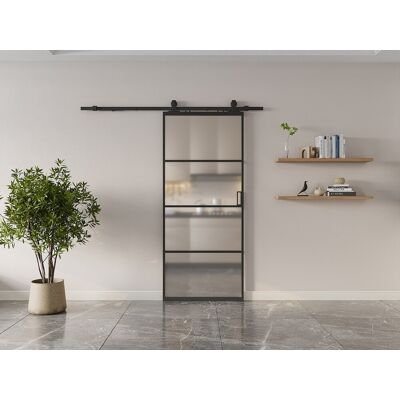 Unique Puerta corredera vista - aluminio y cristal templado esmerilado - Alt. 205 x L73 cm - SINCA II Unique Puerta corredera vista - aluminio y cristal templado esmerilado - Alt. 205 x L73 cm - SINCA II