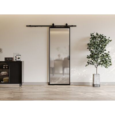 Unique Puerta corredera vista - aluminio y cristal templado esmerilado - Alt. 205 x L83 cm - LINCI II Unique Puerta corredera vista - aluminio y cristal templado esmerilado - Alt. 205 x L83 cm - LINCI II