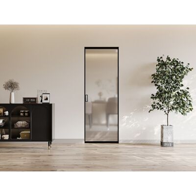 Unique Puerta corredera empotrable - aluminio y cristal templado esmerilado - Alt. 205 x L83 cm - LINCI II Unique Puerta corredera empotrable - aluminio y cristal templado esmerilado - Alt. 205 x L83 cm - LINCI II