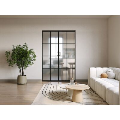 Unique Puerta corredera doble empotrable de aluminio y cristal templado esmerilado - 2 x Alt. 205 x L73 cm - WILDEN II Unique Puerta corredera doble empotrable de aluminio y cristal templado esmerilado - 2 x Alt. 205 x L73 cm - WILDEN II
