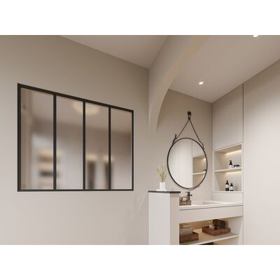 Unique Cristalera atelier de aluminio lacado y cristal esmerilado - 120x105 cm - Negro - BAYVIEW Unique Cristalera atelier de aluminio lacado y cristal esmerilado - 120x105 cm - Negro - BAYVIEW