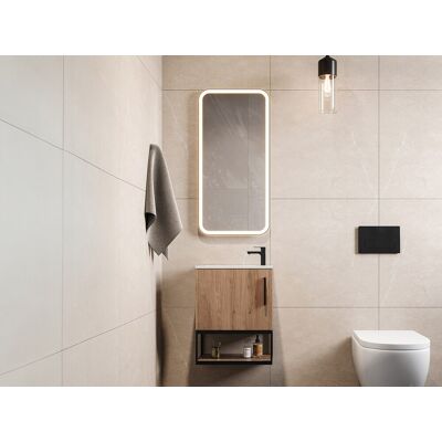 Unique Mueble lavabo suspendido con estante - 40 cm - Color natural claro - LOPENA Unique Mueble lavabo suspendido con estante - 40 cm - Color natural claro - LOPENA