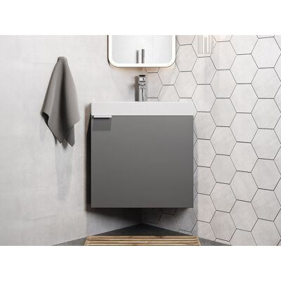 Unique Mueble con lavabo en esquina suspendido gris mate - 56 cm - MANODO Unique Mueble con lavabo en esquina suspendido gris mate - 56 cm - MANODO