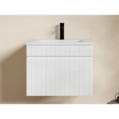 Vente-unique Mueble de baño suspendido blanco - 60cm - SATARA Vente-unique Mueble de baño suspendido blanco - 60cm - SATARA