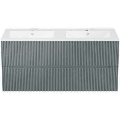 Unique Mueble de baño suspendido con lavabo encastrado - Estriado gris - 120 cm - PAVANI Unique Mueble de baño suspendido con lavabo encastrado - Estriado gris - 120 cm - PAVANI