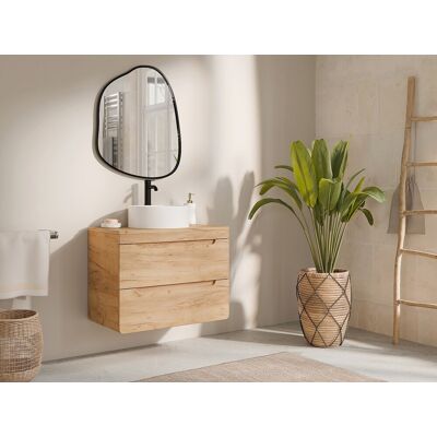 Unique Mueble suspendido con encimera para lavabo - 80 cm - Natural claro - ARUBA Unique Mueble suspendido con encimera para lavabo - 80 cm - Natural claro - ARUBA