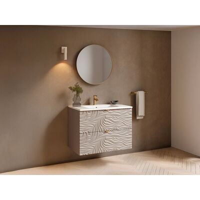 Unique Mueble de baño suspendido texturizado - Beige - 80 cm - RINAREL Unique Mueble de baño suspendido texturizado - Beige - 80 cm - RINAREL
