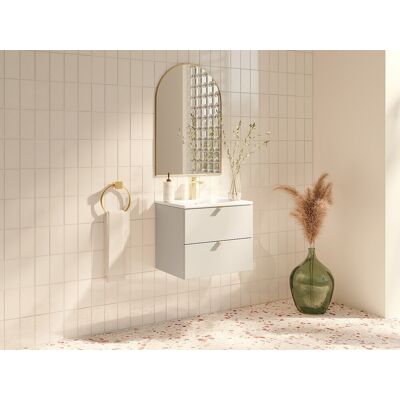 Unique Mueble de baño suspendido con lavabo encastrado - Beige - 60 cm - LAVENA Unique Mueble de baño suspendido con lavabo encastrado - Beige - 60 cm - LAVENA