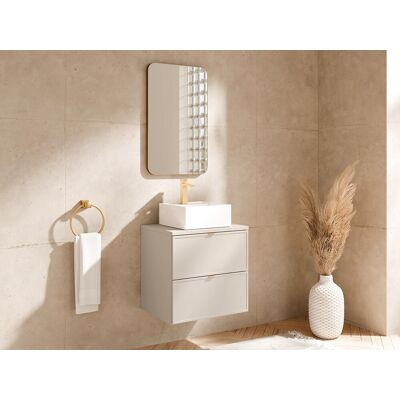 Unique Mueble de baño suspendido con estante - Beige - 60 cm - ONDIL Unique Mueble de baño suspendido con estante - Beige - 60 cm - ONDIL