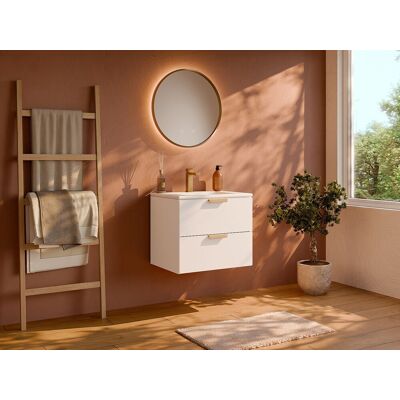 Unique Mueble de baño suspendido - Blanco - A60 cm - AVORELI Unique Mueble de baño suspendido - Blanco - A60 cm - AVORELI