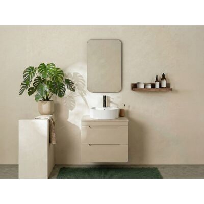 Unique Mueble de baño suspendido con lavabo sobre encimera redondo - Beige - 60 cm - ARUBA Unique Mueble de baño suspendido con lavabo sobre encimera redondo - Beige - 60 cm - ARUBA