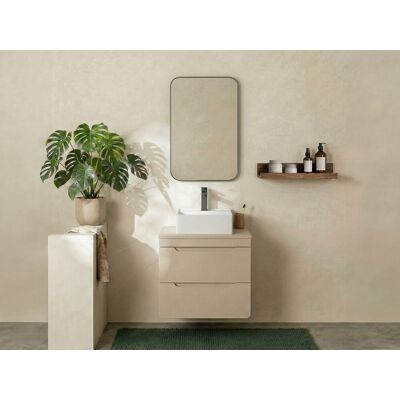 Unique Mueble de baño suspendido con lavabo sobre encimera cuadrado - Beige - 60 cm - ARUBA Unique Mueble de baño suspendido con lavabo sobre encimera cuadrado - Beige - 60 cm - ARUBA
