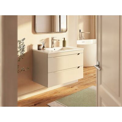 Unique Mueble de baño suspendido con lavabo encastrado - Beige - 80 cm - ARUBA Unique Mueble de baño suspendido con lavabo encastrado - Beige - 80 cm - ARUBA