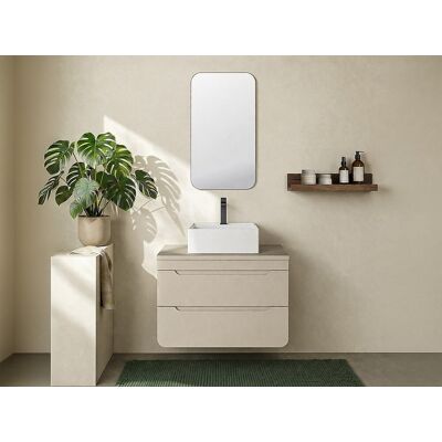 Unique Mueble de baño suspendido con lavabo sobre encimera cuadrado - Beige - 80 cm - ARUBA Unique Mueble de baño suspendido con lavabo sobre encimera cuadrado - Beige - 80 cm - ARUBA