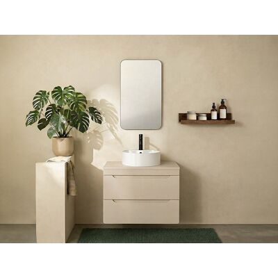 Unique Mueble de baño suspendido con lavabo sobre encimera redondo - Beige - 80 cm - ARUBA Unique Mueble de baño suspendido con lavabo sobre encimera redondo - Beige - 80 cm - ARUBA