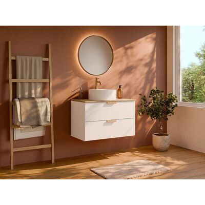 Unique Mueble de baño suspendido con estante - Blanco - A80 cm - AVORELI Unique Mueble de baño suspendido con estante - Blanco - A80 cm - AVORELI