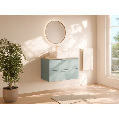 Unique Mueble de baño suspendido con lavabo sobre encimera cuadrado - Verde salvia - A80 cm - AVORELI Unique Mueble de baño suspendido con lavabo sobre encimera cuadrado - Verde salvia - A80 cm - AVORELI